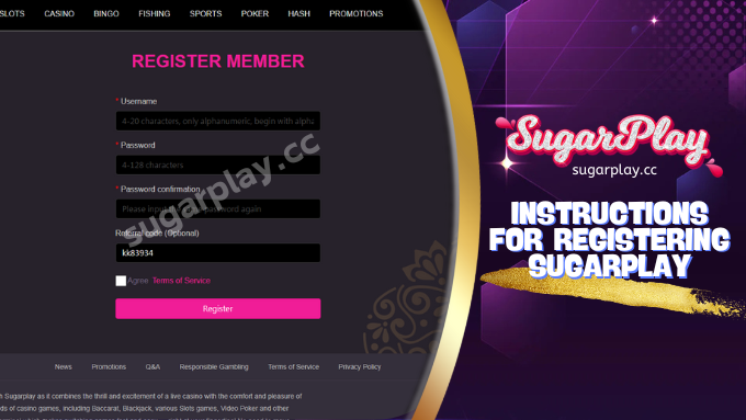 Instructions for betting players to register for Sugarplay